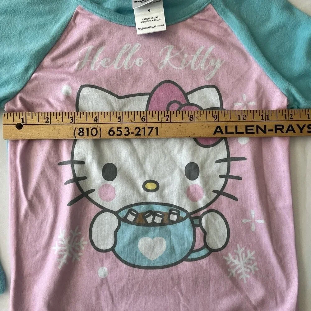 Hello Kitty Sanrio Girl Pajama PJ Top Sz 6 Fleece Long Sleeve Shirt NWT $44 Gift